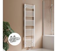 S'AFIELINA 160 x 50 cm Radiateur sèche-serviettes Radiateur sèche-serviettes Raccord central Chauffe-serviettes droit Blanc avec vanne,654 W