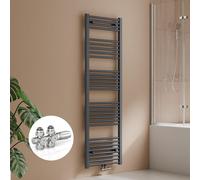 S'AFIELINA 160 x 50cm Radiateur sèche-serviettes Radiateur sèche-serviettes Raccord central Chauffe-serviettes droit Anthracite avec vanne,654W