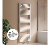 S'AFIELINA 160 x 60 cm Radiateur sèche-serviettes Radiateur sèche-serviettes Porte-serviettes raccord central Chauffe-serviettes droit Blanc avec vanne,761 W