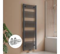 S'AFIELINA 160 x 60cm Radiateur sèche-serviettes Radiateur sèche-serviettes Raccord central Chauffe-serviettes droit Anthracite avec vanne,761W