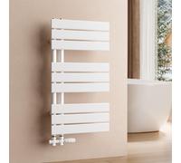 S'AFIELINA 762x400mm Radiateur de Salle de Bain – Sèche-Serviettes Acier Faible Carbone avec Revêtement Antirouille, Panneau Plat Design, Blanc, 342W