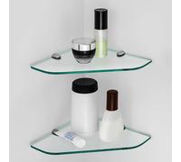S'AFIELINA étagère en verre étagère de douche verre d'angle 6mm verre trempé étagère de douche verre pour salle de bain étagère de douche 230 x 230 mm,2 pièces