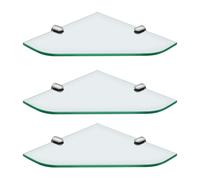 S'AFIELINA étagère en verre étagère de douche verre d'angle 6mm verre trempé étagère de douche verre pour salle de bain étagère de douche 230 x 230 mm,3 pièces