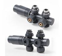 S'AFIELINA Kit Multibloc Vanne Thermostatique Radiateur Anthracite 2 Pièce | Pour Sèche-Serviettes à Eau et Radiateurs, Corps Réversible, Entraxe 50 mm, Tube Cuivre 15 mm et Multicouche 16 mm