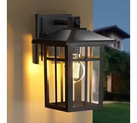 S'AFIELINA Lanterne Murale Extérieure E27 Noire en Aluminium Sans Ampoule | Lanterne Extérieure IP44 avec Abat-Jour en Verre, Douille E27, Éclairage Extérieur Design pour Jardin Terrasse Façade,2 Pièce