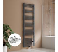 S'AFIELINA Radiateur sèche-serviettes 180 x 60cm Radiateur sèche-serviettes Raccord central Chauffe-serviettes droit Anthracite avec vanne,860W