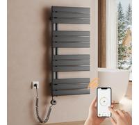 S'AFIELINA Radiateur sèche-serviettes électrique 1041×500mm, radiateur de salle de bain électrique avec thermostat, WiFi,minuterie programmable,affichage LCD,600 W,Anthracite