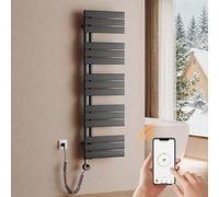 S'AFIELINA Radiateur Sèche-Serviettes Électrique 600W, Salle de Bain 1320×400 mm WiFi avec Thermostat LCD et Minuterie, Anthracite