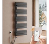 S'AFIELINA – Sèche-serviette électrique 1320×600 mm avec thermostat WiFi,minuterie programmable et écran LCD,800 W,Anthracite,idéal pour salle de bain
