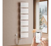 S'AFIELINA - Sèche-serviette électrique1599×400mm, radiateur sèche-serviette électrique avec thermostat, WiFi, minuterie programmable, écran LCD, Radiateur salle de bain 800 W, blanc