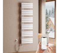 S'AFIELINA Sèche-serviette électrique1599×500mm, radiateur sèche-serviette électrique avec thermostat, WiFi, minuterie programmable, écran LCD, Radiateur salle de bain 1000 W, blanc