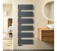 S'AFIELINA Sèche-serviettes eau chaude 1599×600 mm, 1005W Anthracite | Radiateur en Acier pour Chauffage Central, Sèche-Serviette Panneau Plat Salle de Bain avec Raccord Central 50 mm, Sans Valve