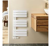 S'AFIELINA Sèche-serviettes eau chaude 762×400 mm, 342W Blanc | Radiateur en Acier pour Chauffage Central, Sèche-Serviette Panneau Plat Salle de Bain avec Raccord Central 50 mm, Sans Valve