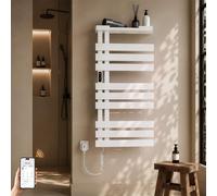 "S'AFIELINA Sèche-serviettes électrique avec étagère 1050×500 mm 335 W Blanc,Radiateur sèche-serviettes connecté WiFi, chauffage en fibre de carbone