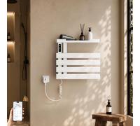 "S'AFIELINA Sèche-serviettes électrique avec étagère 450×500 mm 148 W Blanc,Radiateur sèche-serviettes connecté WiFi, chauffage en fibre de carbone