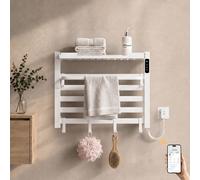 S'AFIELINA Sèche-serviettes électrique avec étagère 450 × 600 mm 155 W Blanc,Radiateur sèche-serviettes électrique connecté, WiFi et application