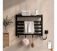 S'AFIELINA Sèche-serviettes électrique avec étagère 450 × 600 mm 155 W Noir,Radiateur sèche-serviettes électrique connecté, WiFi et application