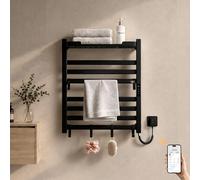 S'AFIELINA Sèche-serviettes électrique avec étagère 700 × 600 mm 233 W Noir,Radiateur sèche-serviettes électrique connecté, WiFi et application
