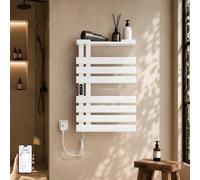 " S'AFIELINA Sèche-serviettes électrique avec étagère 760×500 mm 253W Blanc,Radiateur sèche-serviettes connecté WiFi, chauffage en fibre de carbone