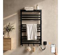S'AFIELINA Sèche-serviettes électrique avec étagère 950 × 600 mm 375 W Noir,Radiateur sèche-serviettes électrique connecté, WiFi et application