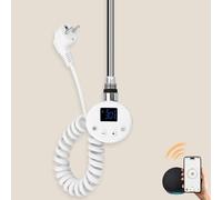 S'AFIELINA thermoplongeur avec thermostat 300W, minuterie programmable & affichage LCD, WiFi, pour radiateur de salle de bain, acier inoxydable, contrôle intelligent, blanc