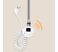 S'AFIELINA thermoplongeur avec thermostat 600W, minuterie programmable & affichage LCD, WiFi, pour radiateur sèche-serviettes, acier inoxydable, contrôle intelligent, blanc