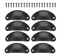 SAFIGLE 12 Pièces Poignée de Tiroir Vintage en Fer Noir, Forme Coquillage | Tiroirs et Portes Intérieures, Surface Lisse, Style Ferme Élégant, Décoration Maison, Remplacement de Boutons Cassés