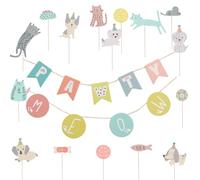 SAFIGLE 2 Ensembles Bannière pour Animaux de Compagnie Autocollants pour Animaux de Compagnie Papier Cordes et Autocollants pour Chien Fête D’anniversaire