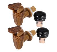 SAFIGLE 2 Ensembles Robinet et Bouchon en Plastique pour Seau à Vin Design Imitation Bois, Étanchéité, Maintien de Fraîcheur, pour Fêtes et Occasions Spéciales