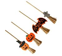 SAFIGLE 4 Décorations Thématiques Citrouille//Chauve-Souris Pour Halloween, Centre De Table Féerique Ou Mini Balais Pour Tours De Magie, Décoration De Maison De Poupée, Mini