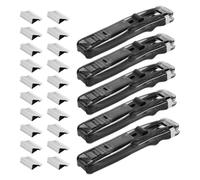 SAFIGLE 5 Pièces Agrafeuse à Pousser Portable en Plastique Noir avec Recharges, Pince à Papier Antidérapante Rapide et Facile à Utiliser pour Gestion de Documents à Domicile