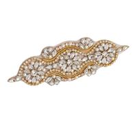 SAFIGLE Applique à Coudre ou Repasser en Cristaux Dorés, Accessoire Mariage Élégant en Cristaux pour Décoration de Robe ou Ceinture Lors de Fête ou Cérémonie