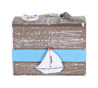 SAFIGLE Boîte à Trésor en Bois Style Océan Marron, Rangement Polyvalent et Résistant pour Bijoux et Souvenirs, Décoration Nautique pour Toute Pièce Thématique