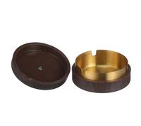 SAFIGLE Cendrier INOX avec Couvercle Noyer Cendrier de Table Élégant et Anti-odeurs pour Balcon Terrasse Bureau et Usage Intérieur Extérieur