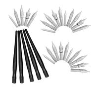 SAFIGLE Ensemble de Plumage pour Stylo à Dessin Noir avec Grip Confortable en Plastique et Métal, Compatible Large, pour Calligraphie et Art
