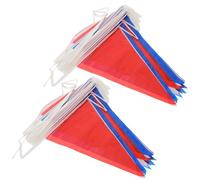 SAFIGLE Fanion Suspendu Triangulaire 2pcs Guirlande Polyester Résistante aux Intempéries Décoration Extérieure pour Anniversaire et Fête