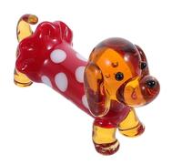 SAFIGLE Figurine de Teckel en Verre Soufflé à Main Rouge, 4,60cm | Verre Transparent Cristallin, Bords Lisses, Reflet Lumineux, Décoration Maison Bureau, Forme Chien Dessin Animé