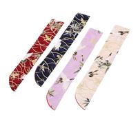 SAFIGLE Lot de 4 Paquet de Rangement en Tissu Vintage pour Éventails Pliants Japonerie Paquet Présents Rétro Pochettes Compactes Motifs Petits Fleurs pour Éventail Pliable Accessoires