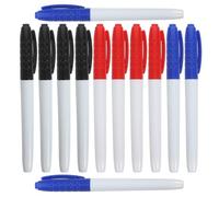 SAFIGLE Marqueurs Effaçables à Sec en Plastique Lot de 12 pour Tableau Blanc à Pointe Fine 0,5mm Séchage Rapide, Précision Ultra Fine, pour Réunions et Salles de Classe