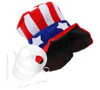 SAFIGLE Masque de Fête et Chapeau Décoratif en Plastique et Tissu Léger Design Crâne pour Cosplay et Fête Nationale aux Couleurs Drapeau Américain