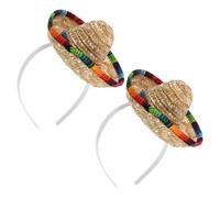 SAFIGLE Mini Serre-tête Sombrero 2PCS, Accessoire Festif pour Fête Cinco De Mayo, Léger et Coloré, Adapté aux Cheveux d'Adultes