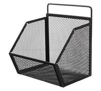 SAFIGLE Organiseur de Dossiers Mural en Fer Noir Ouverture Inclinée, Installation sans Perçage Rapide, Panier de Rangement Multifonction pour Bureau et Espace D'étude