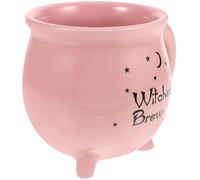 SAFIGLE Tasse à Café Mug Chaudron Rose Forme Chaudron en Céramique 450ml pour Halloween Design Délicat et Couleur Vive pour Fête et Bureau