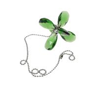 SAFIGLE Tirette de Ventilateur de Plafond en Cristal Vert Pendentif Feuille et Fleur, Accessoire Élégant pour Chambre, Lumière Scintillante et Fonctionnement Facile
