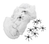 SAFIGLE Toile D'araignée d'halloween Blanche Réutilisable en Coton avec Araignées Artificielles Réalistes, Installation Facile pour Décorations de Fête Effrayantes