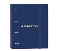 Safta Benetton Cool Classeur 4 anneaux de 35 cm avec 100 feuilles A4, idéal pour enfants de différents âges, confortable et polyvalent, qualité et résistance, 27 x 3,5 x 32 cm, couleur bleu marine