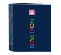 Safta Benetton DAMERO - Classeur Folio 4 anneaux, idéal pour enfants de différents âges, confortable et polyvalent, qualité et résistance, 27 x 6 x 33 cm, bleu marine, M, Décontracté