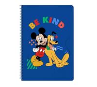 safta | Cahier grand format Disney Mickey Mouse Today 80 feuilles, quadrillage 4 x 4 mm avec marge, couverture rigide, reliure spirale, dimensions : 21,5 x 1 x 31 cm