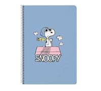 safta | Cahier grand format Snoopy, 80 feuilles, quadrillage 4 x 4 mm avec marge, couverture rigide, reliure spirale, dimensions : 21,5 x 1 x 31 cm