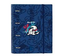 Safta EL NIÑO PARADISE Classeur 4 anneaux de 35 cm avec 100 feuilles A4, idéal pour les enfants de différents âges, confortable et polyvalent, qualité et résistance, 27 x 3,5 x 32 cm, couleur bleu